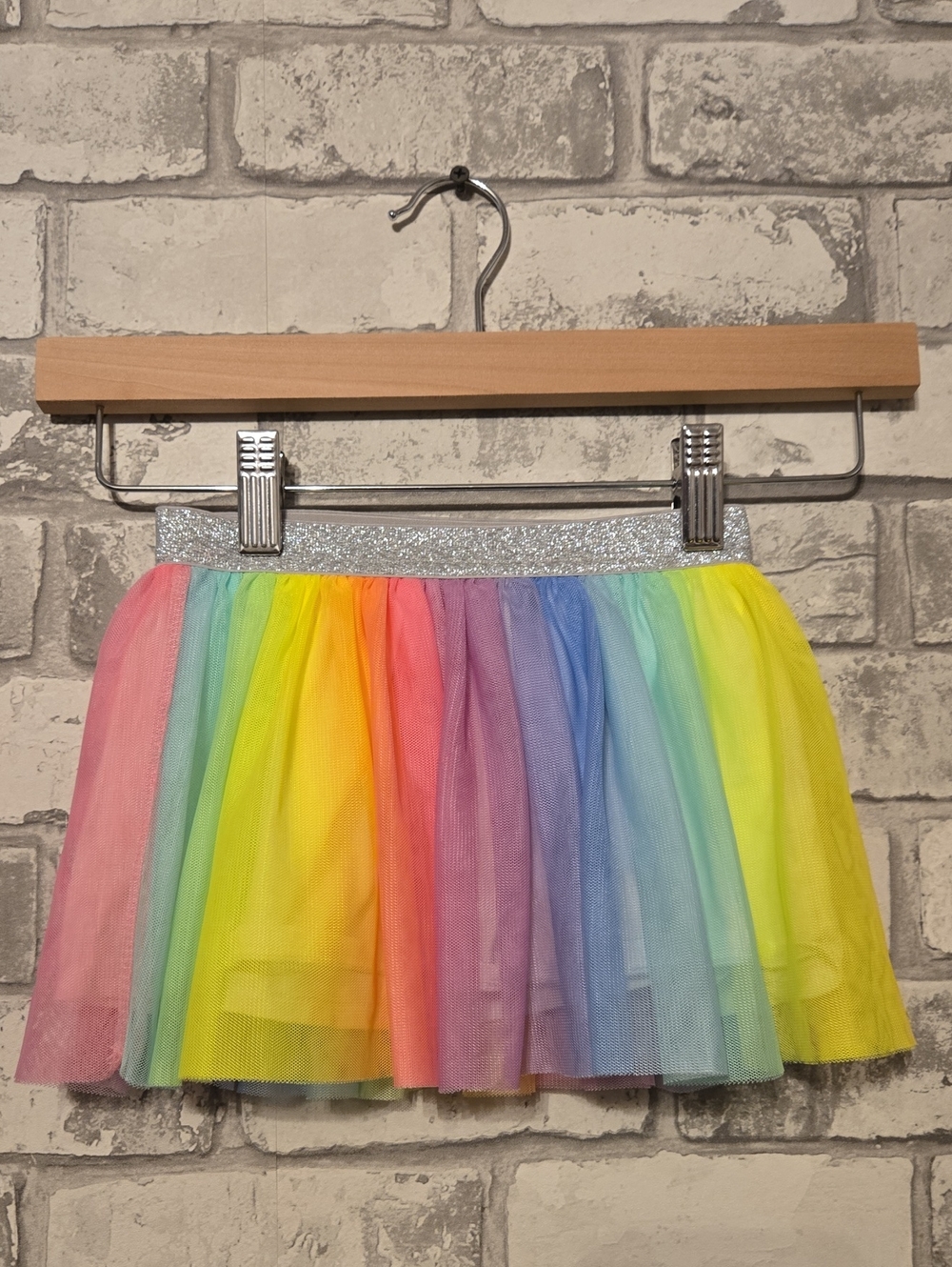 OshKosh B'gosh Rainbow Tulle Skirt with Silver Sparkly Waistband